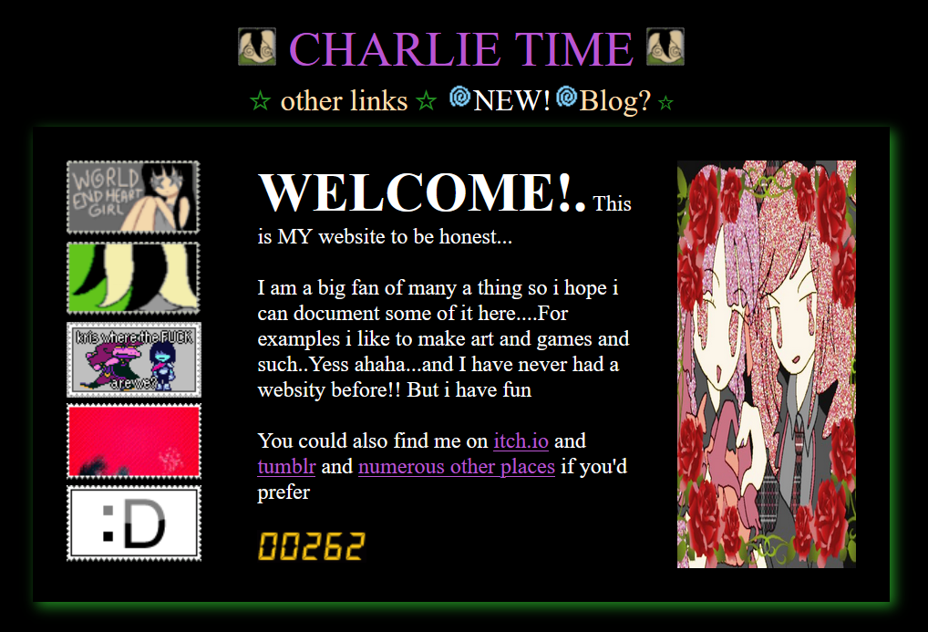 screenshot of the frontpage from the old version for this website