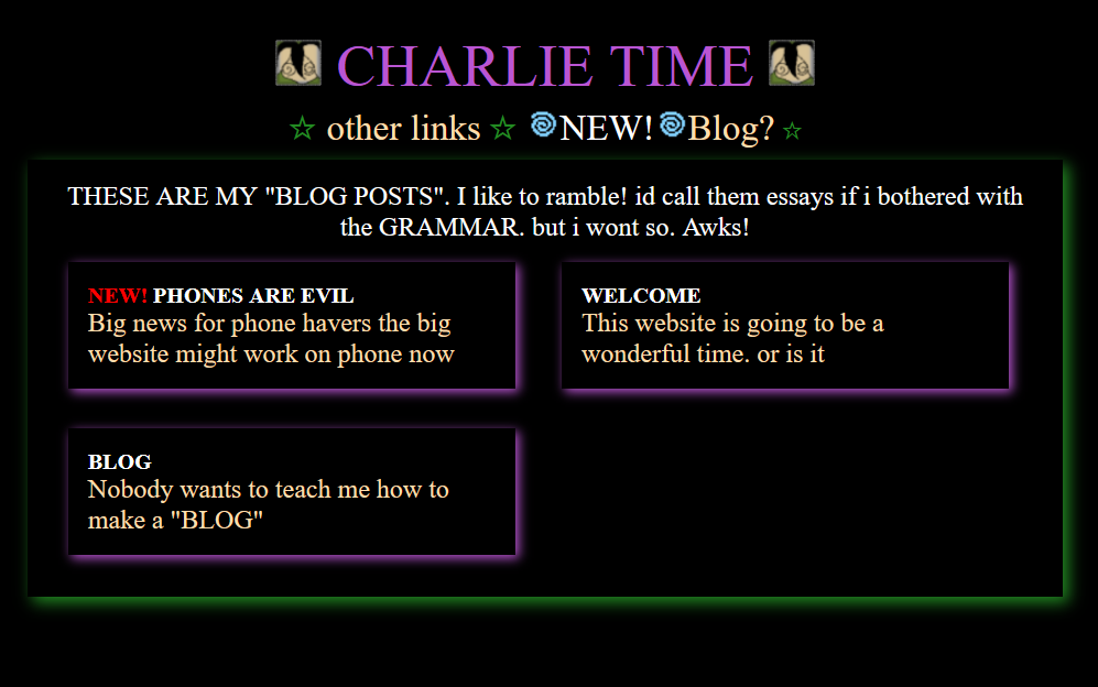 screenshot of the old blog interface for this website
